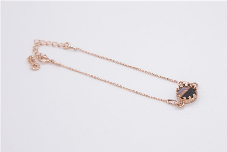 Handgefertigtes Armband aus 925 Silber 18k Rosegold plattiert mit Edelstein