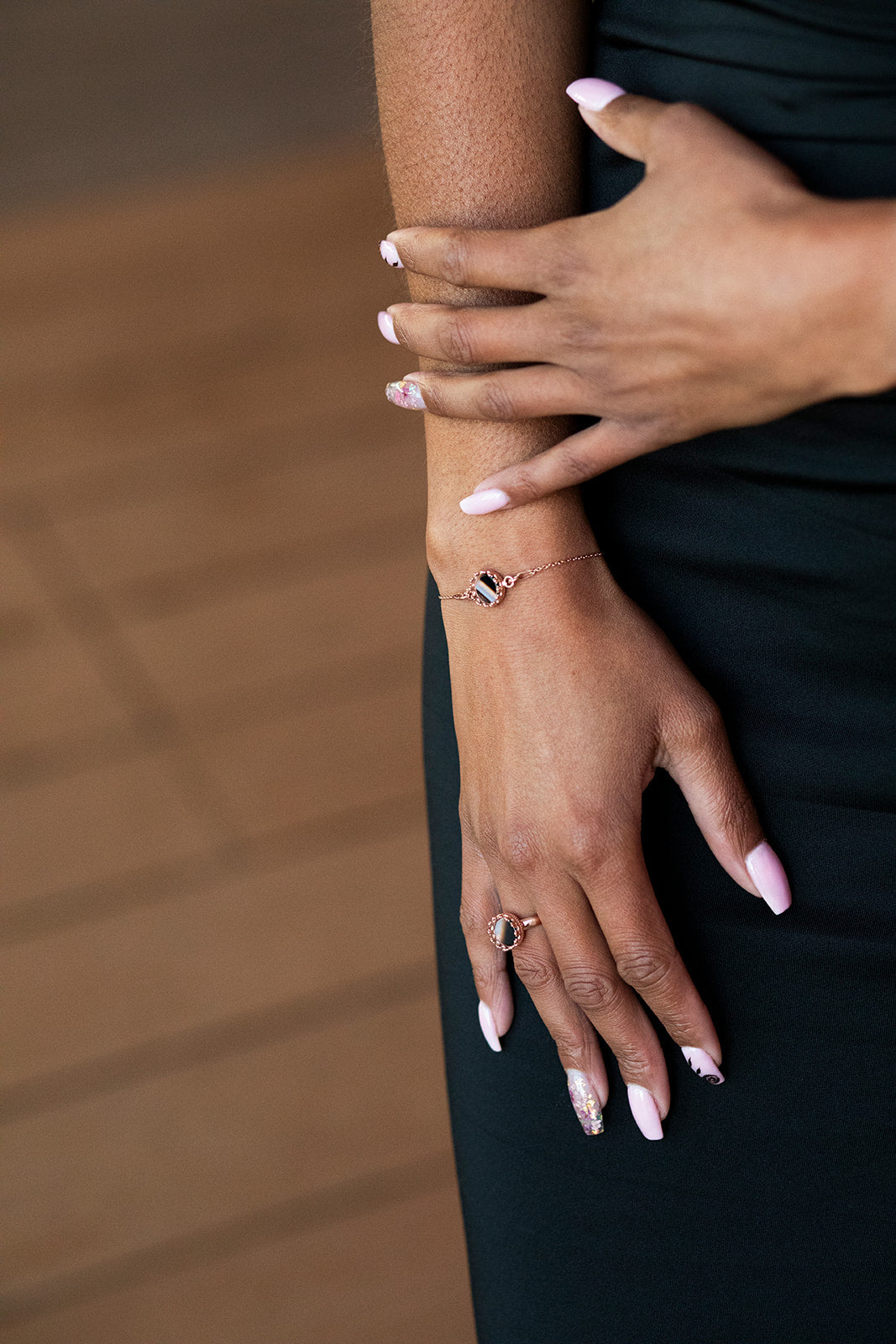 Handgefertigtes Armband aus 925 Silber 18k Rosegold plattiert mit Edelstein