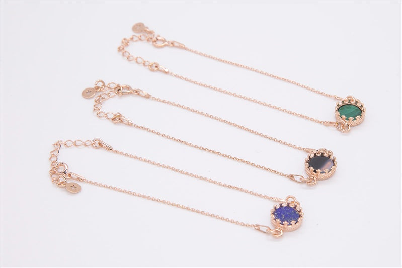 Handgefertigtes Armband aus 925 Silber 18k Rosegold plattiert mit Edelstein