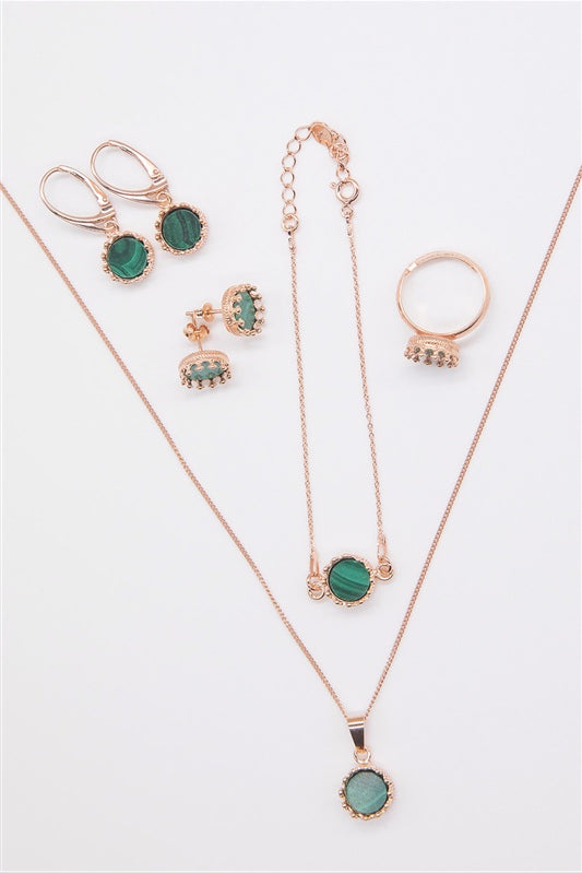 Handgefertigte Halskette aus 925 Silber 18k Rosegold plattiert mit Edelstein-Anhänger