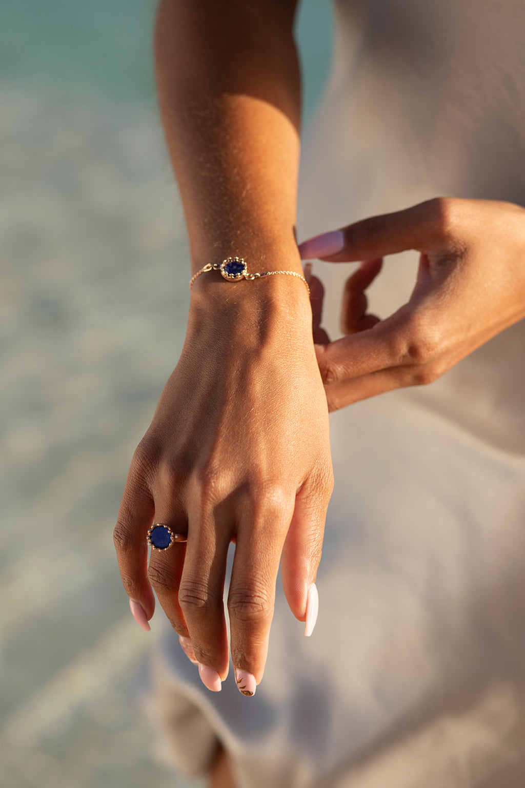 Handgefertigtes Armband aus 925 Silber 18k Rosegold plattiert mit Edelstein