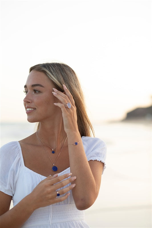 Handgefertigtes Armband aus 925 Silber 18k Rosegold plattiert mit Edelstein