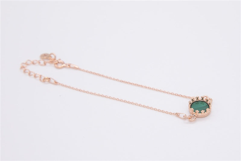 Handgefertigtes Armband aus 925 Silber 18k Rosegold plattiert mit Edelstein