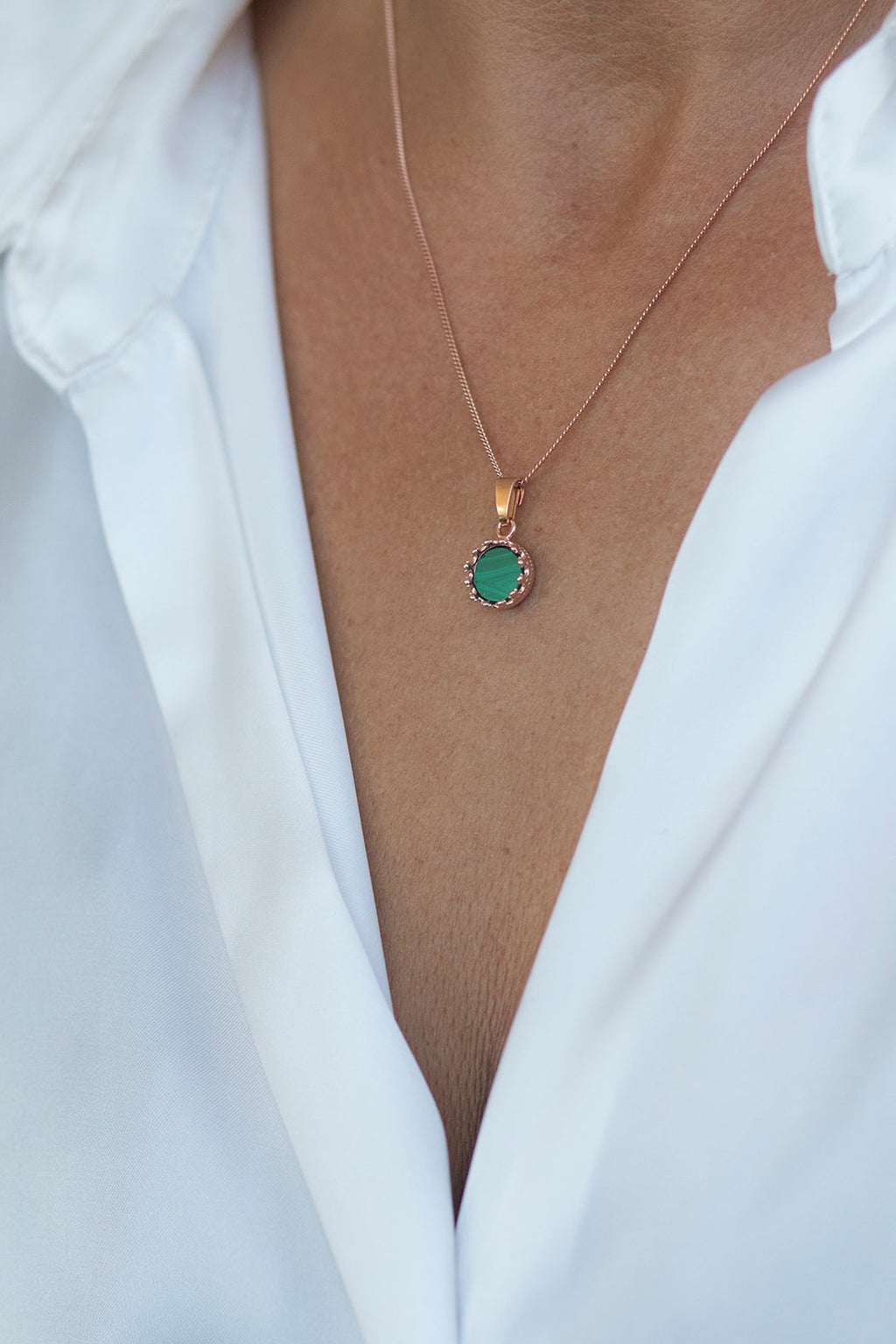 Handgefertigte Halskette aus 925 Silber 18k Rosegold plattiert mit Edelstein-Anhänger