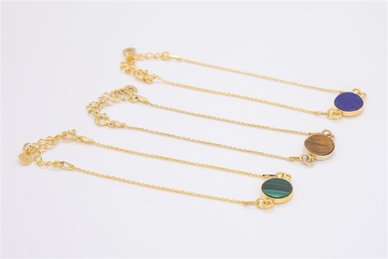 Handgefertigtes Armband aus 925 Silber 24k Gold plattiert mit Edelstein