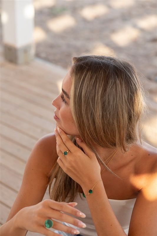 Handgefertigtes Armband aus 925 Silber 24k Gold plattiert mit Edelstein