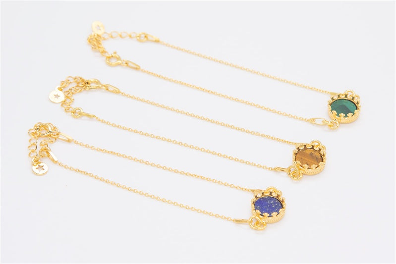 Handgefertigtes Armband aus 925 Silber 24k Gold plattiert mit Edelstein