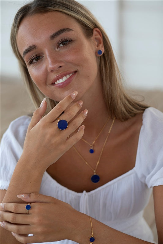 Handgefertigter Ring aus 925 Silber 24k Gold plattiert mit Edelstein