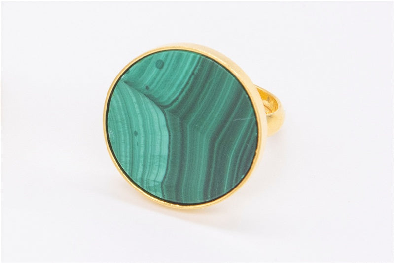 Handgefertigter Ring aus 925 Silber 24k Gold plattiert mit Edelstein