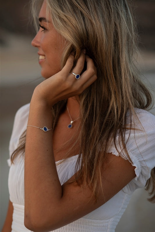 Handgefertigtes Armband aus 925 Silber mit Edelstein