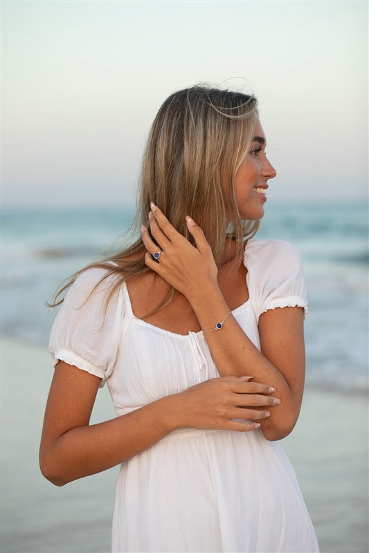 Handgefertigtes Armband aus 925 Silber mit Edelstein