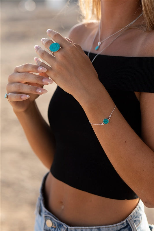 Handgefertigtes Armband aus 925 Silber mit Edelstein