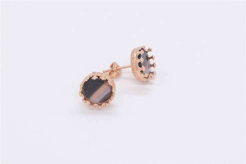 Handgefertigte Ohrstecker aus 925 Silber 18k Rosegold plattiert mit Edelstein