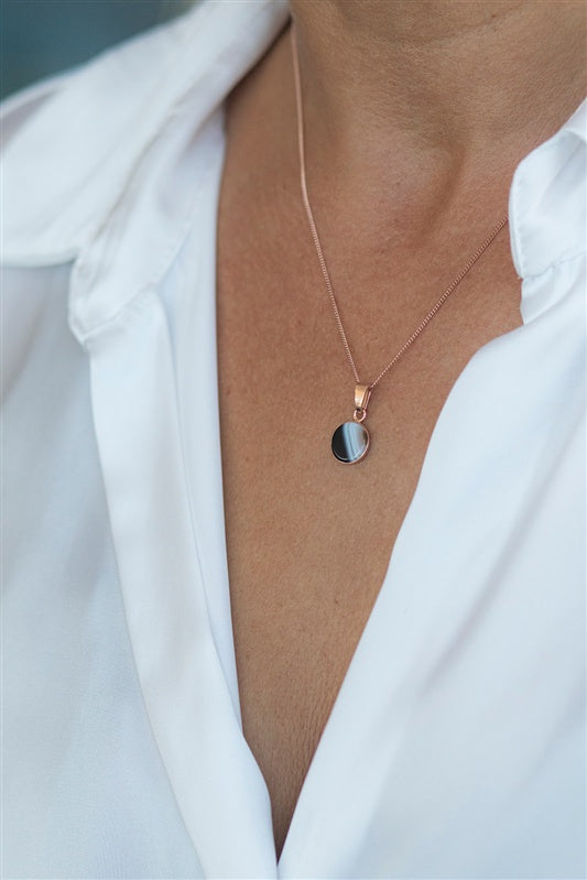 Handgefertigte Halskette aus 925 Silber 18k Rosegold plattiert mit Edelstein-Anhänger