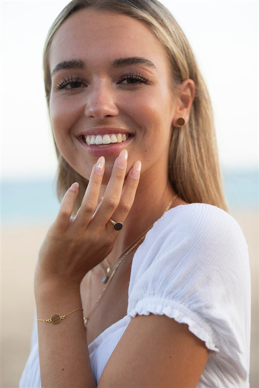 Handgefertigte Ohrstecker aus 925 Silber 24k Gold plattiert mit Edelstein