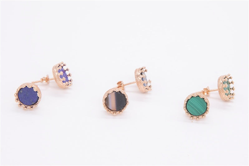 Handgefertigte Ohrstecker aus 925 Silber 18k Rosegold plattiert mit Edelstein