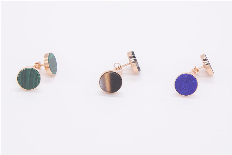 Handgefertigte Ohrstecker aus 925 Silber 18k Rosegold plattiert mit Edelstein
