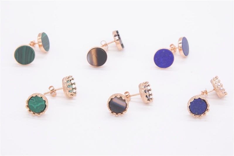 Handgefertigte Ohrstecker aus 925 Silber 18k Rosegold plattiert mit Edelstein